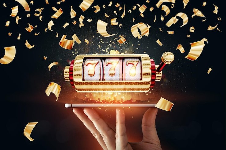 Dealer kasino live profesional dengan meja permainan casino di latar belakang
